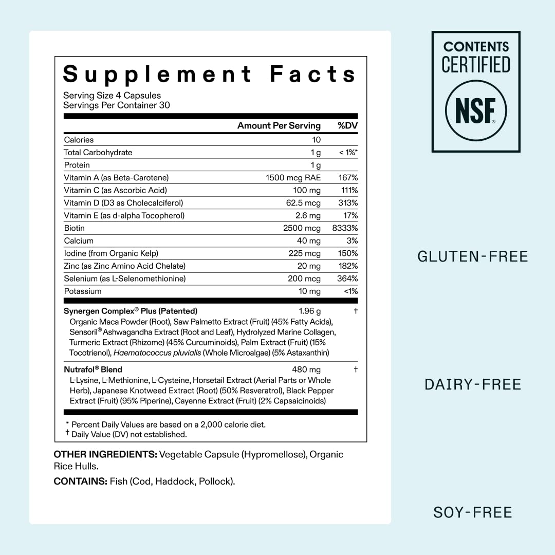 Nutrafol Women’s Balance Hair Growth Supplement – Ages 45+ – 1 Month Supply