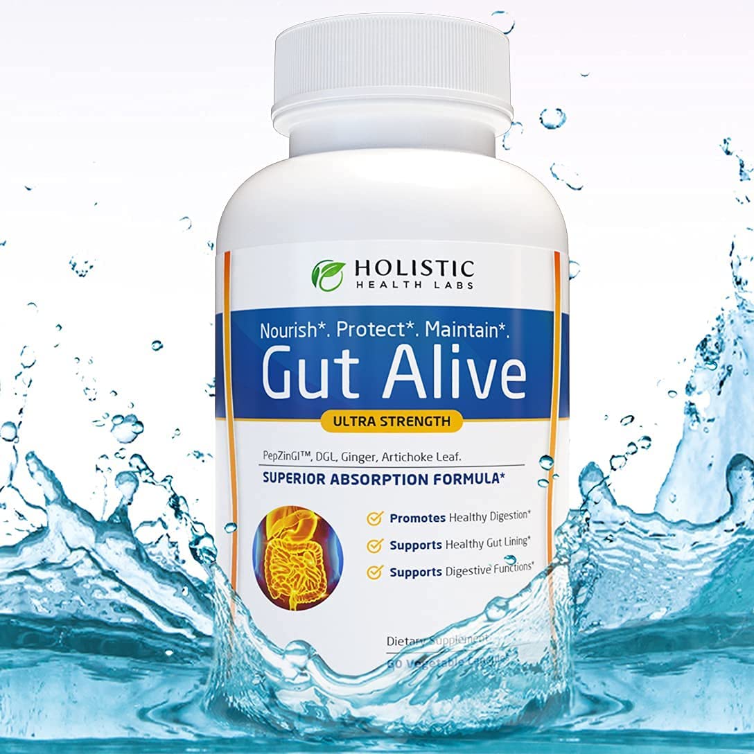 Gut Alive Digestive Health Support 60 Caps – IBS, Acid Reflux, Heartburn Relief
