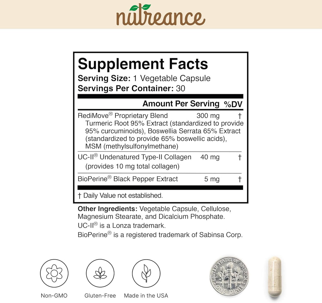 Redimove Natural Joint Support Supplement - Non-GMO, Gluten-Free