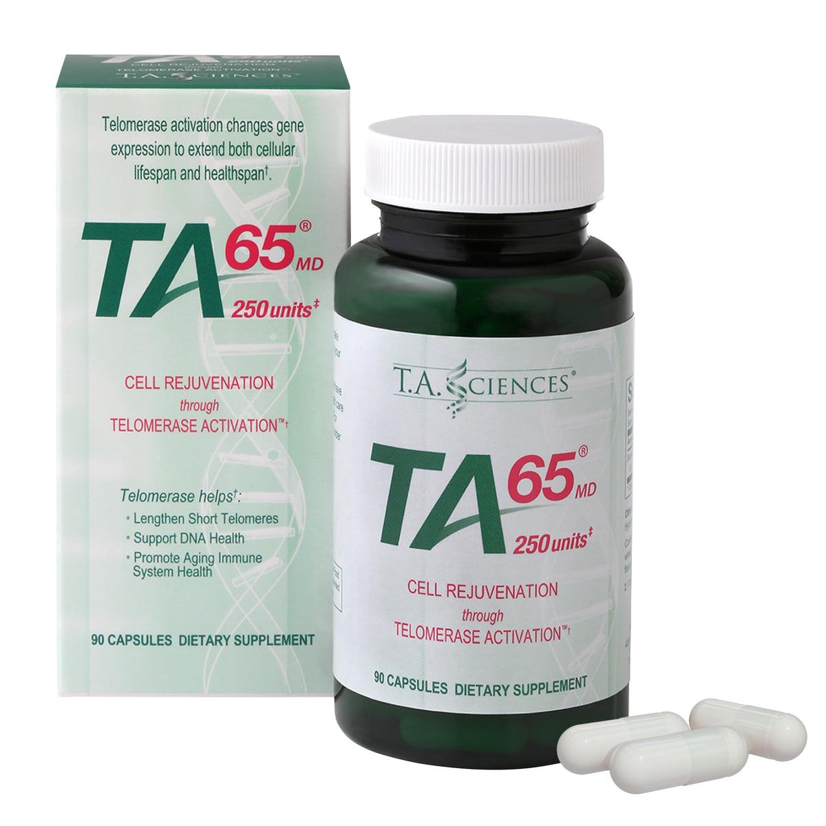 T.A. Sciences TA-65 Telomere Activation Supplement - 2.5 Times Potency, 90 Capsules