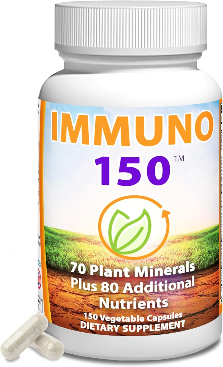 Immuno150 Immune Support Supplement, 150 Vegetable Capsules - Immunity Boost Packed with 70 Trace Minerals, 13 Essential Vitamins, Antioxidants, Herbs & Amino Acids - Immune System Booster for Adults