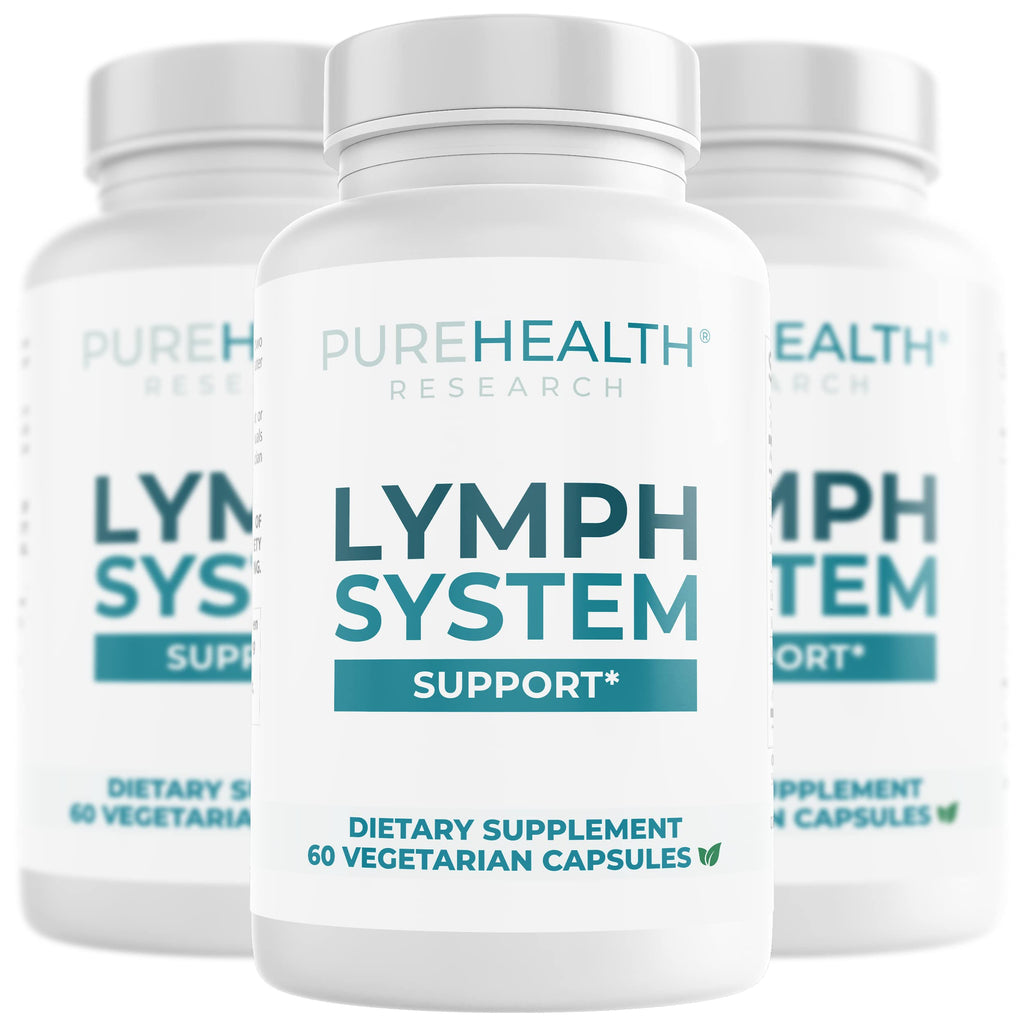 PUREHEALTH RESEARCH Lymph System Support Supplement - Lymphatic Drainage Supplement with Dandelion Extract, Cleavers, Burdock Powder - Reduce Swelling and Cleanse Lymph - 1 Bottle