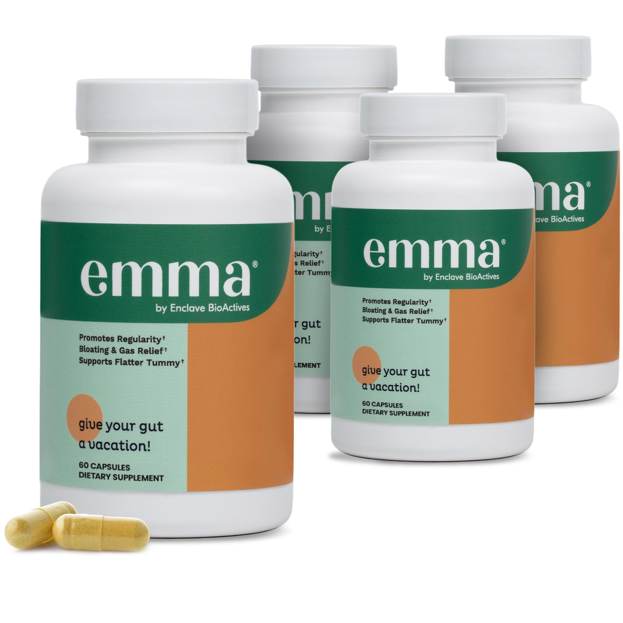 Emma Gut Health Doctors Endorsed Supplement - 60 Capsules - Relief from Gas and Bloating, Repairs Leaky Gut with Magnesium, Berberine, Vitamin D, Quercetin & More - Gut Health & Colon Cleanse Formula