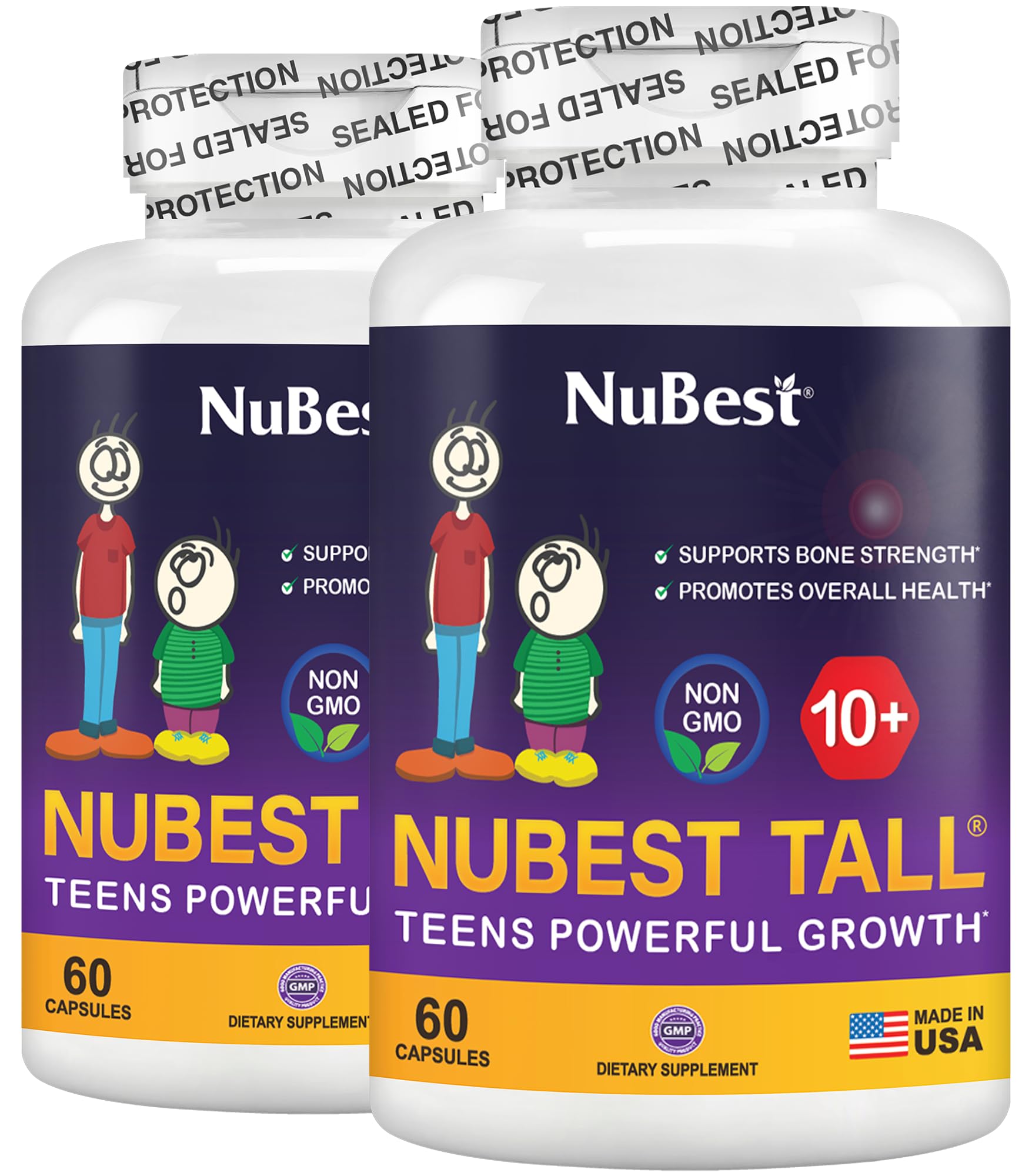 NuBest Tall 10+ Premium Bone Strength Formula, Enhanced Immunity and Overall Health for Age 10+ with Calcium, Vitamin D3, Vitamin K2, and Multivitamins | 60 Capsules | 1 Month Supply