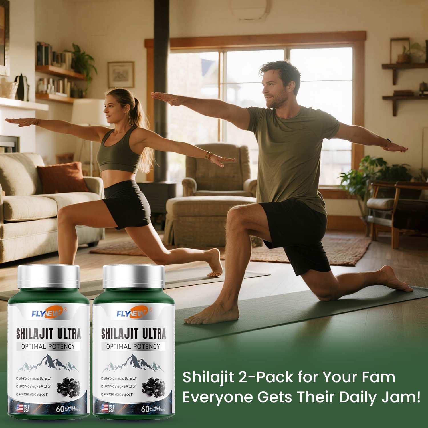 Shilajit For Men Women, Shilajit With Naturally Fulvic Acid & L-Arginine, Himalayan Shilajits For Extra Power, Stamina & Immune Support, Non-GMO, Made In USA, 60 Capsules, 1,300mg Per Serving
