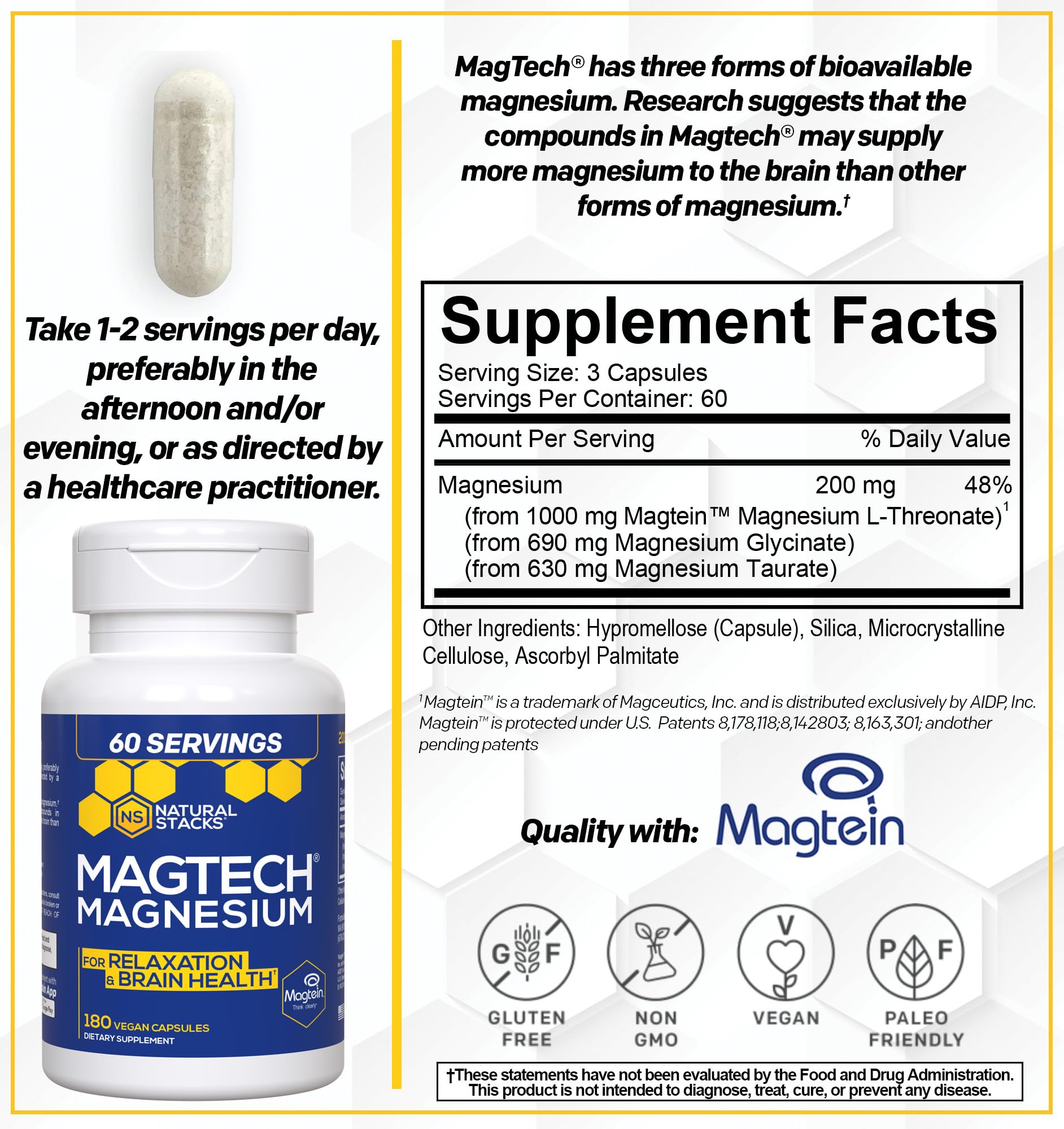 Natural Stacks MagTech  Magnesium Capsules- 90 ct