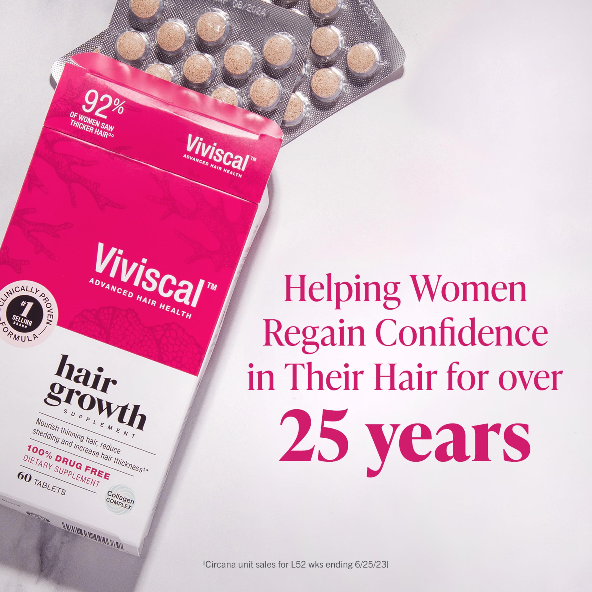Viviscal Hair Growth Supplements For Women For Thicker, Fuller Hair, Nourishes Thinning & Loss