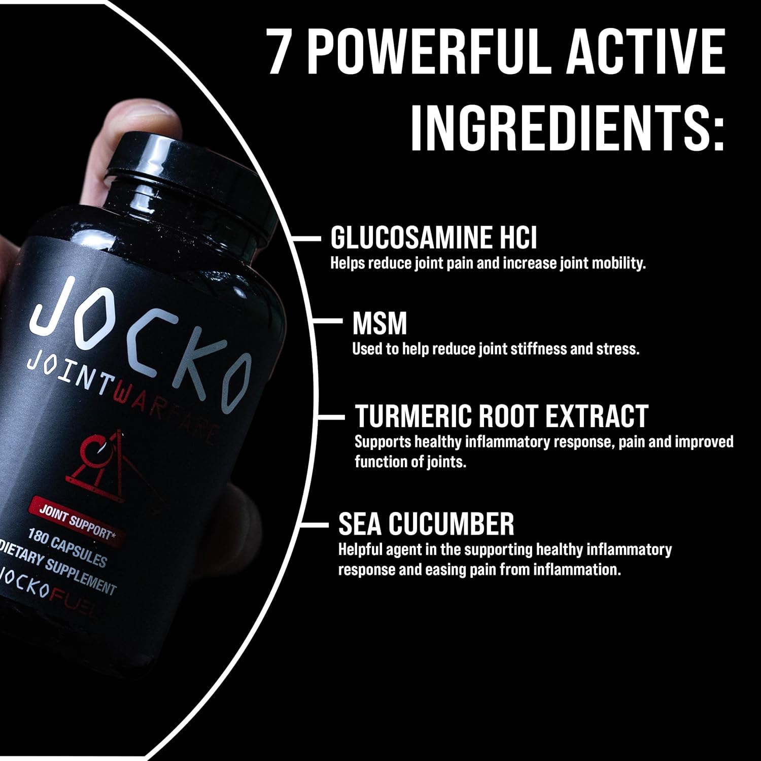 Jocko Fuel Joint Support Supplement - Glucosamine MSM for Joint Pain(180 Capsules)