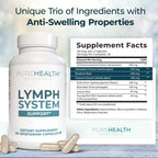 PUREHEALTH RESEARCH Lymph System Support Supplement - Lymphatic Drainage Supplement with Dandelion Extract, Cleavers, Burdock Powder - Reduce Swelling and Cleanse Lymph - 1 Bottle