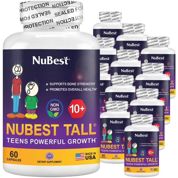 NuBest Tall 10+ Premium Bone Strength Formula, Enhanced Immunity and Overall Health for Age 10+ with Calcium, Vitamin D3, Vitamin K2, and Multivitamins | 60 Capsules | 1 Month Supply