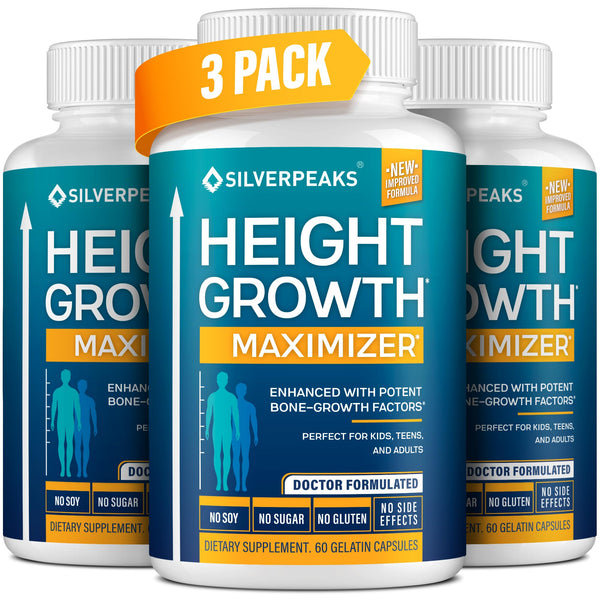 SILVERPEAKS Growth Capsules to Grow Taller - Height Growth Maximizer with Calcium for Bone Strength - Made in USA - Natural Get Taller Supplement - Free of Growth Hormone