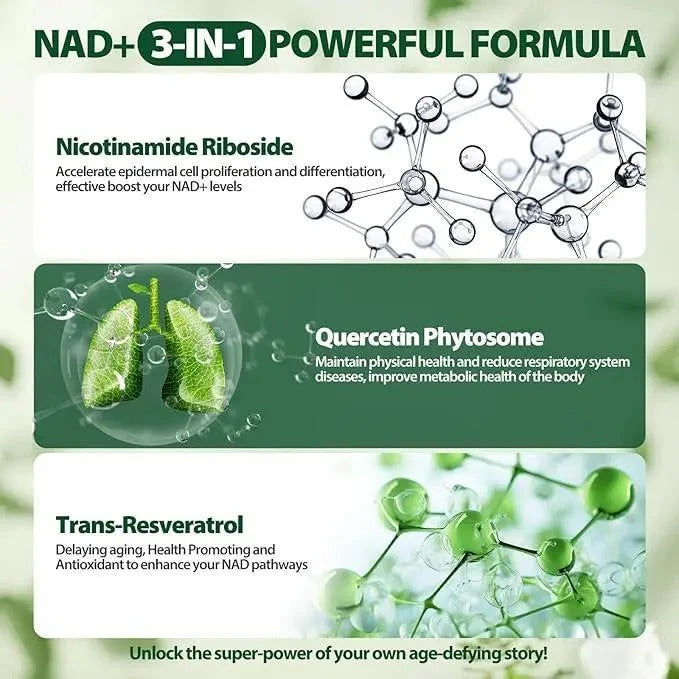 NAD+ Supplement – 900mg Liposomal Nicotinamide Riboside with Resveratrol & Quercetin – 80 Capsules